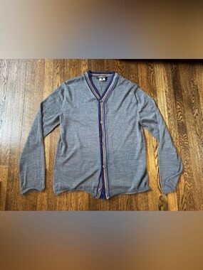 Comme des Garcons Homme Deux Gray Cardigan with Blue & Orange Trim